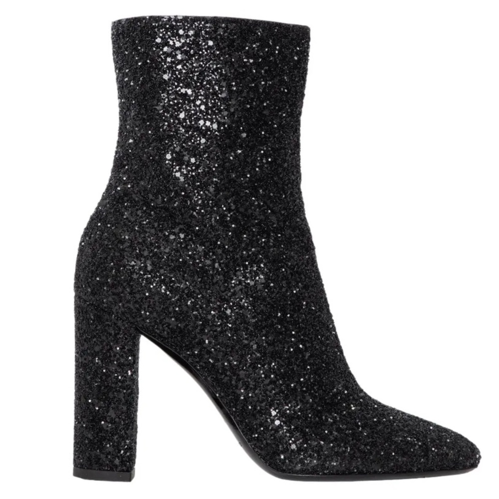 Saint Laurent Black Glitter Lou Boot Booties 39.5 US 8.5 - 9